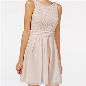 Blush pink lace homecoming dress